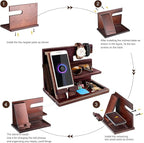 Gifts for Men Bedside Organiser Wood Phone Docking Station Dad Birthday Gifts for Him Nightstand Key Wallet Watch Stand Mens Gifts for Xmas Presents for Dad Husband Boyfriend Anniversary & Christmas