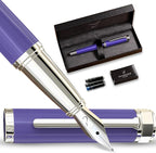 Ellington Pens Luxury Fountain Pen Set - Smooth Fine Nib - Includes 3 Ink Cartridges, Refillable Ink Converter, Gift Box - Fountain Pens For Writing, Calligraphy, Journaling, Sketching (Purple Haze)