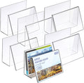 Crtiin 6 Pcs Clear Acrylic Postcard Holder Business Card Holder Greeting Card Display Clear Business Stand Rack for Index Organizer Desk Table Home Office, 6 x 4.25 x 4.5 Inches
