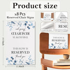 ChissNook Reserved Seating Chair Signs, This Row Is Reserved Pew Cloths Seating Placeholder for Church Pews, Wedding Decorations for Reception Parties Celebrations Event Meetings (8 PCS, Dusty Blue)