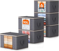 Lifewit 90L Large Storage Bags, 6 Pack Closet Organizers and Storage, Clothes Storage Bins with Lids, Foldable Storage Containers with Reinforced Handles for Clothing, Blanket, Bedding, Comforter Gray