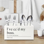 XPH Funny Office Pen Pencil Holder Organizer for Desk, Coworker Gifts for Women Men, I've Cc'd My Boss Funny Wooden Box Sign for Home Office Workplace Desk Tabletop Decorations