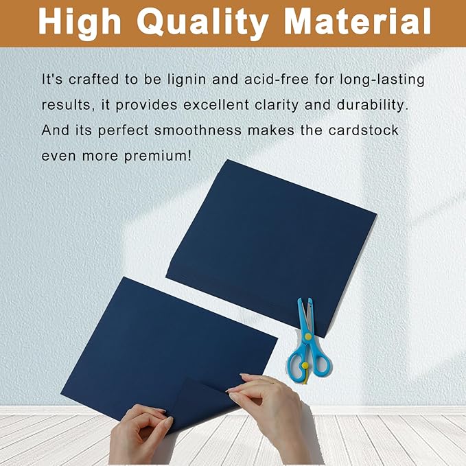 Silunkia 300 Sheets Navy Blue Cardstock 8.5 x 11 Crafts Paper, 75lb Heavyweight Dark Blue Paper Card Stock for Cards Making, Menus, Office Printer, Greeting Cards, Wedding Invitations