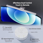 Quntis Monitor Light Bar Pro White, Eye-Care No Glare USB Computer Lamp, Stepless Dimming & Auto-Dimming Brightness, Dual Control, Modern Aesthetic Space Saving Desk Accessories Office Gaming Reading
