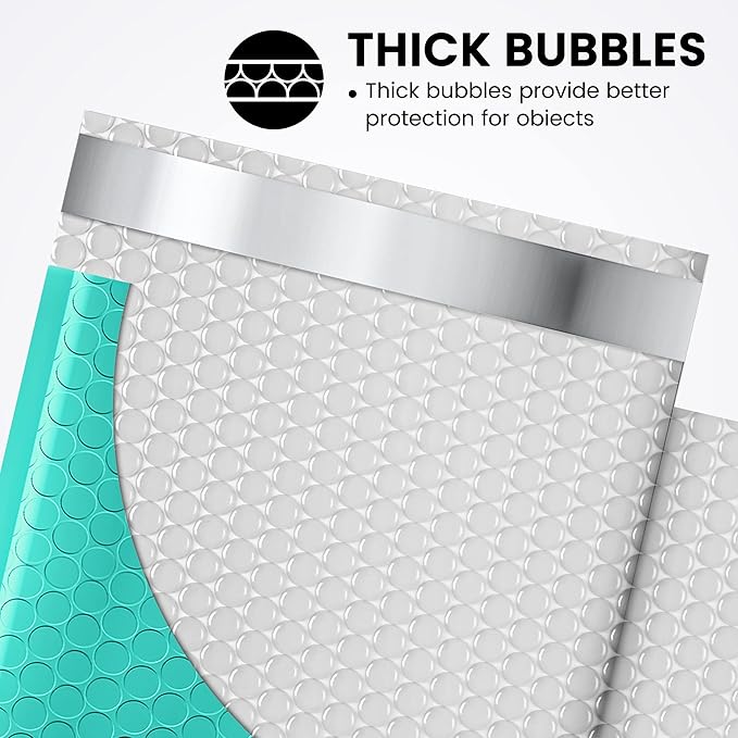 Fuxury Bubble Mailers 6x10“ 600 Pack Teal Padded Envelopes Usable Size 6x9" Thick Mailing Envelopes Bubble Padded, Shipping Bags for Mailing,Packaging, Small Business, Boutique, Bulk #0