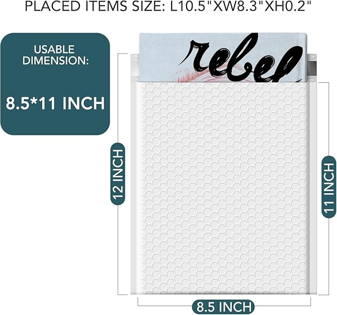 Metronic 1 Pallet Bubble Mailer 8.5x12 Inch White Total 6000 Pack Usable Size 8.5x11" Waterproof Padded Envelopes Cushioning for Shipping,Jewelry Makeup Supplies, Packaging Bulk