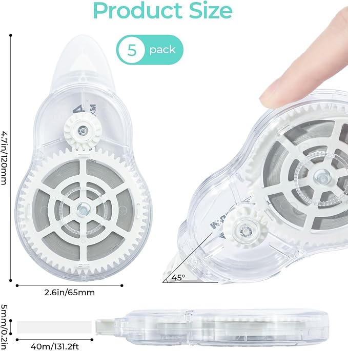 M&G 5 pack Correction Tape，131.2 Feet correction tape, Total 656FT/200M, Easy to Use Applicator for Instant Corrections, Office Products