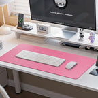 Boutilon Leather Desk Pad Protector,Non-Slip Mouse Pad,Laptop Desk Pad,Office Mouse Mat,Waterproof Leather Desk Blotter,Desk Writing Pad for Office and Home (XXXL-Rose Pink,47"x 24")