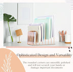 2 Pcs 7 Section Incline File Sorter Metal Wire Mesh File Rack for Desktop Letter Sorter for Magazine Folder Book Organizer Home Office School Paper Mail Desk Storage Holder (Rose Gold)