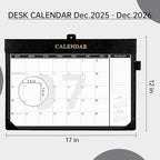 Yoment Desk Calendar 2026 Leather Desk Calendar with To-Do Lists, 13 Months Desk Pad Wall Calendar with Pen Holders PVC Cover for Work Office School Home Women Men, Dec 2025-Dec 2026, 17 x 12, Black