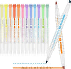EooUooIP Dual-Tip Highlighter Set, 12 Pack, Pastel Highlighter Assorted Colors, Chisel and Fine Tips Bible Highlighters, No Bleed Highlighters Markers for Bible Journals Planners Books Notes