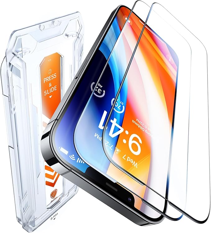 UltraGlass UNBREAK TOP 9H+ Glass for iPhone 12 Pro Max Screen Protector [Military Grade Shatterproof & Longest Durable] Full Screen iPhone 12 Pro Max Glass, 2024 Upgrade, 2 Packs