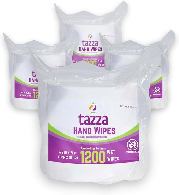 Tazza TAZZAWP1200 Wet Wipes - Bulk 4 x 1200 Ct, Durable Pre-Saturated Cleaning Gym Wipes. 1 penny a wipe!