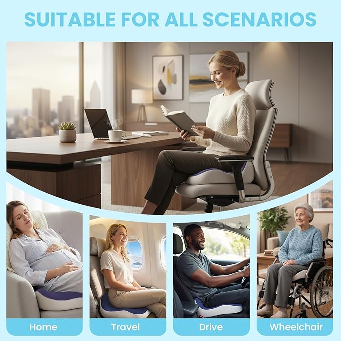 OVRST Seat Cushion,Office Chair Memory Cushion, Ergonomic Design, Relieve Sciatica and Long-Term Sitting Pain, Suitable for desks, car Seats, Games, wheelchairs