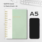 Spiral Notebook-5.75" x 8.125" College Ruled Journal with Inner Pockets and 160 Pages,PU Leather Cover Business Journal, Twin-Wire Binding Notebook Perfect for Office & Home School Supplies Mint Green