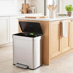PayLessHere Dual Compartment Recycling Trash Can with Removable Buckets, 60L Stainless Steel Foot Pedal Trash Can with Soft-Close Lid for Home, Kitchen, Office, Bathroom.