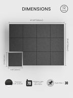 Bumusty Large Cork Board 47"x35" Alternative - 12 Pack Felt Wall Tiles with 70 Safe Removable Adhesive Tabs, 30 Pushpins, Cork Boards for Walls Pin Board Bulletin Board Office Decor (Charcoal Gray)