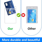 50 Pcs Vertical Plastic Badge Holder, Id Badge Holder Id Card Name Tag Holders with Waterproof Zip Thick Resealable Clear Plastic Name Badges Sleeve Bulk for Office, Home, Conference