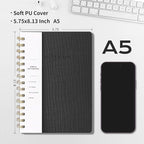 Oneirom Spiral Notebook-6.10" x 8.19" College Ruled Journal with Inner Pockets and 160 Pages,PU Leather Cover Business Journal, Twin-Wire Binding Notebook Perfect for Office & Home School Supplies