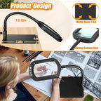 Veemagni 10X Rectangle Magnifying Glass with Light and Stand, Flexible Gooseneck LED Lighted Desk Lamp, 5 Color Modes Stepless Dimmable, Hands Free Magnifier for Reading Crafts Painting Close Work