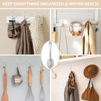 Homanu 14 Pack Coat Hooks Wall Mounted with 28 Screws, Heavy Duty Silver Towel Hooks Metal Double Hooks, No Rust Retro Rustic Wall Hooks for Hanging Towel, Coat, Scarf, Bag, Hat, Cup, Key