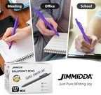 JIMMIDDA Ballpoint Pens Bulk - 107 Pcs Black Ink Pens in Bulk | 1.0 Medium Point Smooth Writing, Retractable No Bleed Ball Point Pen for Men Women (Purple Barrel)