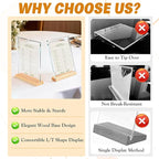 Acrylic Sign Holder 8.5" x 11" with Wooden Base, 4 Pack Adjustable Vertical/Tilt Acrylic Display Stands for Flyers, Menus, Picture Frames