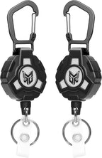 2-Pack Retractable Keychain, Heavy Duty Carabiner Badge Holder, Tactical ID Badge Reel Key Chain with 31.5” Steel Retractable Cord, 8.0 oz