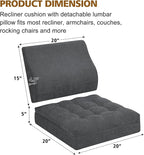 TANYOO Recliner Cushion for Elderly with Lumbar Support Pillow - 20x20x5 Inch Extra Thick Recliner Seat Cushion for Seniors Relief Back Pain and Tailbone Pain from Long Sitting Non-Slip Bottom