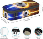 SNAPMADE Boys Pencil Case with Soccer Ball Printed, Cool Portable Pen Bag Pouch with Zipper for Teens Stationery Supplies, Sports Style Pencil Box Cosmetic Bag for Sports Women and Girls
