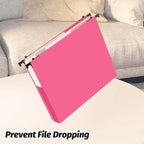 Shutex Extra Capacity Plastic Hanging File Folders,12 Pack Reinforced Expanding Hang Folder Letter Size,Accordian Pocket,Heavy Duty 2 Inch Expansion, Hard Hanging Folder Organizer for Office Home,Pink