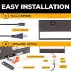 LED Under Cabinet Lighting Hardwired - 3CCT 12 Inch Bronze Finish - Undercabinet Lights for Kitchen - Linkable Undercounter Dimmable Plug in Light or Hard Wired - Under Counter Fixture Direct Wire