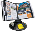 Ultimate Office AdjustaView 10-Pocket Desk Reference Organizer with Supplies Storage Base and EZ-Load Pockets to Hold 20 Sheets of Paper, Includes Fast Find Indexing Tabs, Black Pockets