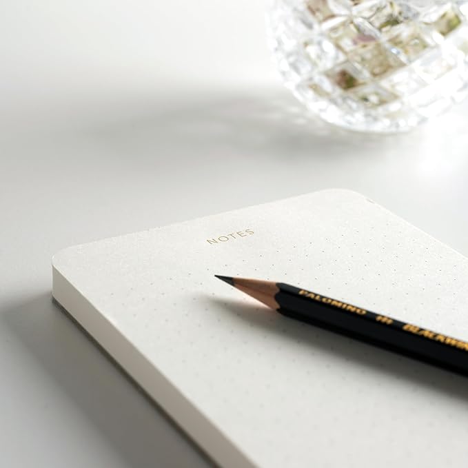 Pinesman - Elegant Desk Notepads for Professionals, Executive's Memo Pads, Minimalist, Gold Foiled, Dotted Layout, 5 Pack, 375 Sheets Total (75 Each), 6.3" x 3.9”, 80 GSM, Eco-friendly, FSC™ Certified