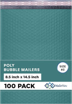 Green Poly Bubble Mailers 8.5x14.5 inch #3 | Self Seal Padded Envelopes | Cushioned Bubble Mailer | Usable Size 8.5x13.5 | WaterProof | Lightweight mailing Shipping Bags | 100 Pack Bulk