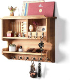 Mutsault Key Holder for Wall, Mail and Key Holder for Home Decor, Key and Mail Holder for Wall with Key Hooks, Brown
