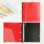 MAKHISTORY Telescoping 3 Ring Binder-12PCS, Flexible Binder with Customized Front Cover+Clear Catalog Pocket+3 Round Rings, Flat Writing Binder, 4 Bright Colors