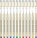 CHARSOCO 01 Micro Pen, Fine Point Pen with 12 Colors, Waterproof Archival Ink, 0.25mm Fineliner Ink Pens for Artist Illustration, Sketching, Anime, Manga, Technical Drawing and Scrapbooking