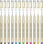 CHARSOCO 01 Micro Pen, Fine Point Pen with 12 Colors, Waterproof Archival Ink, 0.25mm Fineliner Ink Pens for Artist Illustration, Sketching, Anime, Manga, Technical Drawing and Scrapbooking