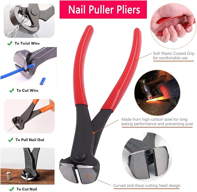 Upholstery Staple Remover Tack Puller Nail Remover Tool Set Nail Puller Plier, Staple Puller, Tack Lifter, Fastener Remover, for Furniture Floor Wall Wooden Case Car Photo Frame (4 pcs)