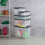 Sterilite 12-Pack Modular Stacker Box, Durable Clear Plastic Storage Bins with Latching Lids, 40 Quart - Stackable Organizing Container Boxes for Closet, Bathroom, and Office