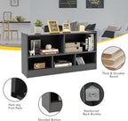 Tangkula 5 Cube Bookcase, 2 Tier Wooden Storage Open Bookshelf, Multipurpose Display Storage Cabinet for Living Room, Bedroom, Hallway, Kid's Playroom, Reading Nook (Grey)