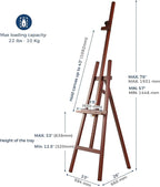 VISWIN Wooden Art Easel for Painting, Adjustable & Foldable Beech Wood Display Easel Stand for Canvas, Hold Canvas up to 43", 57''-76" H Floor Art Easel for Adults, Artists, Beginners - Walnut