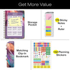 HARDCOVER 2026 Planner, 7"x9": 14 Months (November 2025 - December 2026), Daily Weekly Monthly Planner, Yearly Agenda, Bookmark, Pocket Folder and Sticky Note Set (Pastel Peacock)