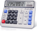 Comix Desktop Calculator Solar Battery Dual Power with 12-Digit Large LCD Display and Large Computer Keys Standard Function Calculator for Home Office School, White