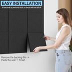 Baysola Large Cork Boards for Walls – 36" x 24" Self Adhesive Felt Wall Tiles, Ideal for Office Black Bulletin Board, Easy to Install Pin Board Photo Board