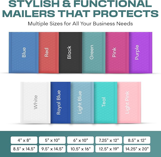 Green 10.5x16 Inch Large Poly Bubble Mailers #5 | Padded Envelopes with Self Seal | Air Lined Cushioned Bubble Mailer | Usable Size 10.5x15 | 100 Pack Bulk | Lightweight shipping Bags