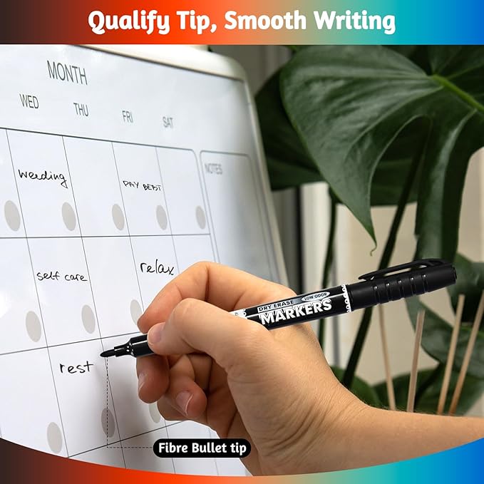 SUQJOY Dry Erase Markers, Fine Tip Whiteboard Markers, Low Odor Dry Marker, Fine Point Marker are pecfect for Whiteboard Mirrors Glass, 36 pack 4 Assorted Color Markers for School Office Home
