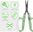 Saboten Stainless Steel Straight Blade Trimming Scissors Green PT-12 160mm Precision Gardening Bonsai and Floral Shears Made in Japan