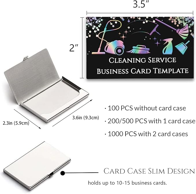Custom Business Cards Personalized Business Cards for Small Business 300gsm Matte Paper Front & Back Sides Printed 3.5" x 2" - Cleaning Service Template